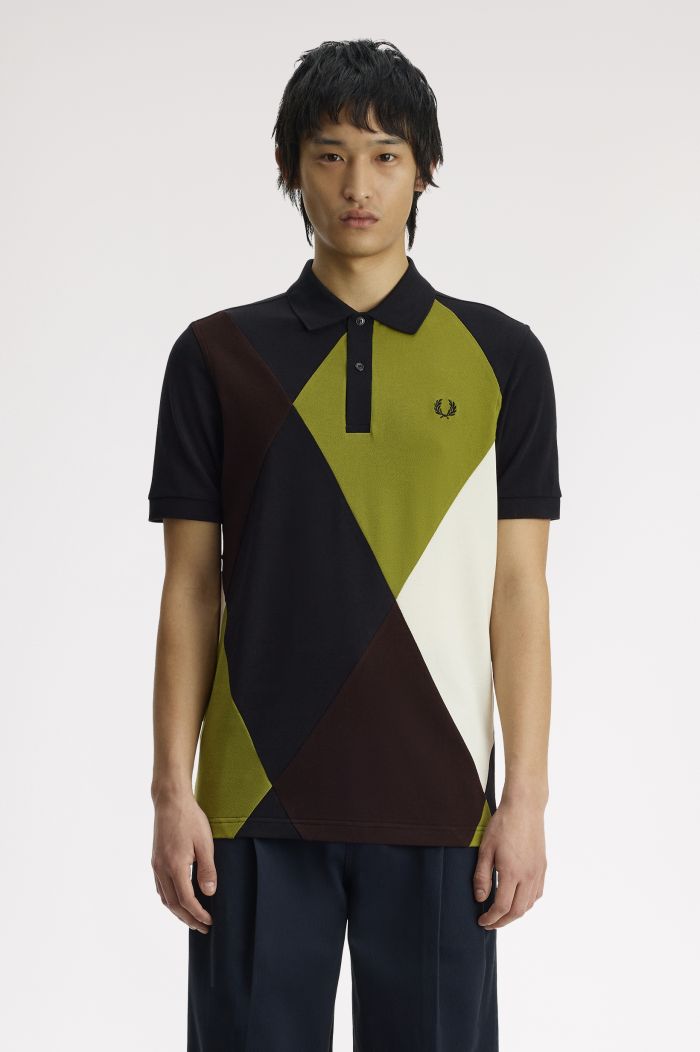 Offset Argyle Cut&Sew Poloshrt